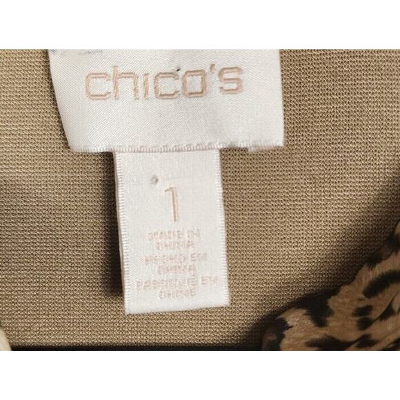 Chicos Duster snap Front Cardigan shacket Beige leopard Animal Print size 1X EUC - Picture 7 of 8